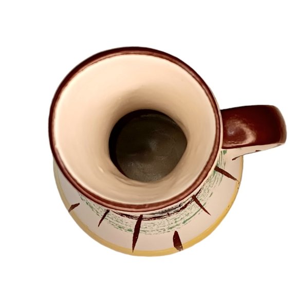 Bay Keramik Pitcher Mid-century Modern Brown Turquoise Yellow - Picture 9 of 10